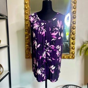 Croft & Barrow Floral Print Sleeveless Top Size Large